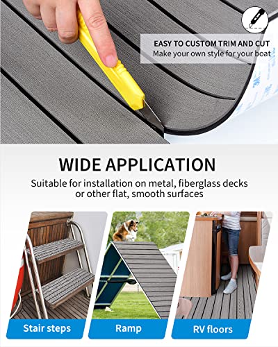 Non-Slip EVA Foam Boat Decking Sheet - Gray with Black Seam Lines - 48"L x 16.8"W