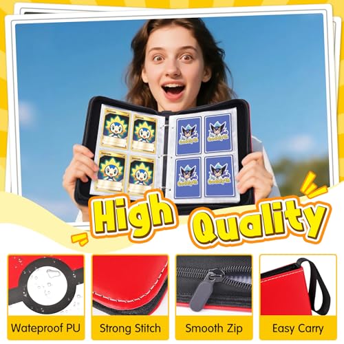 Qodalyth Classic 4-Pocket Card Binder - 400 Card Capacity + 5 Top Load Sleeves