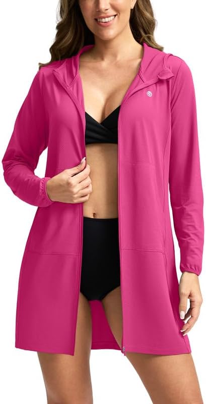 Skiennix Women's UPF 50+ Swim Cover-Up - Lightweight Sun Protection Hoodie Jacket for Beach Wear