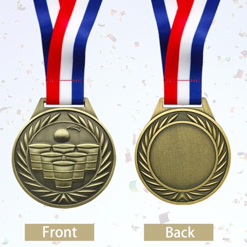 Beer Pong Trophy Medal - 3-Inch Award with Neck Ribbon