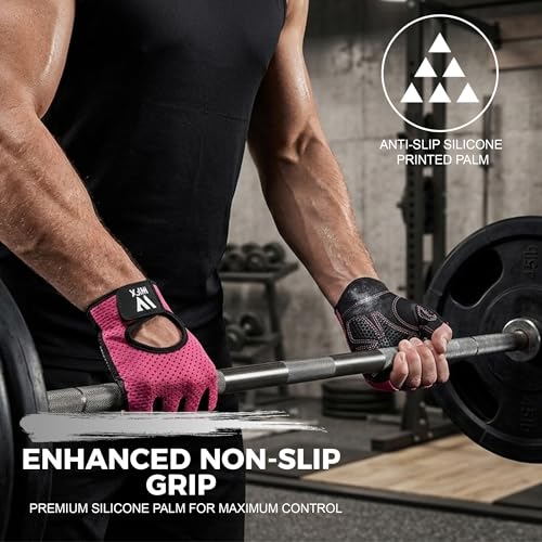 Breathable Half Finger Cycling Gloves - Pink/Medium