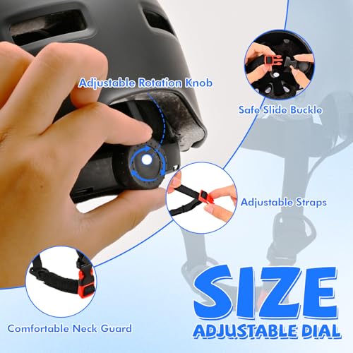 Adjustable Kids Bike Helmet - Medium Black for Multi-Sports