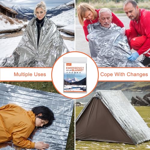 6-Pack Emergency Mylar Thermal Blankets - 82x64 Inch Survival Gear