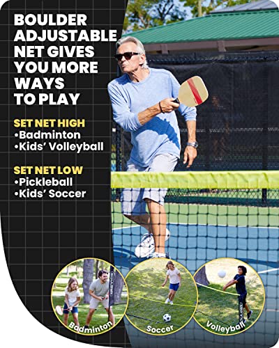 Portable Badminton Pickleball Net - Adjustable Height Set - Black