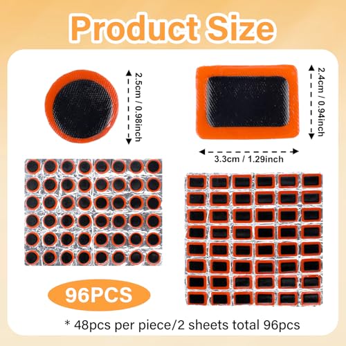 96 Bicycle Tire Patches - Non-Self Adhesive Rubber for Repairs