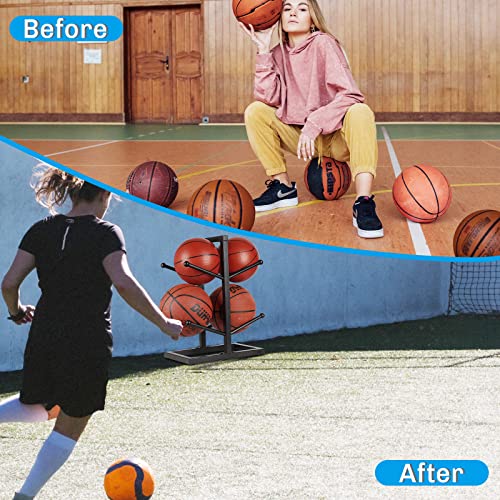 Fitlyiee Small 2-Layer Metal Basketball Storage Rack Indoor Outdoor