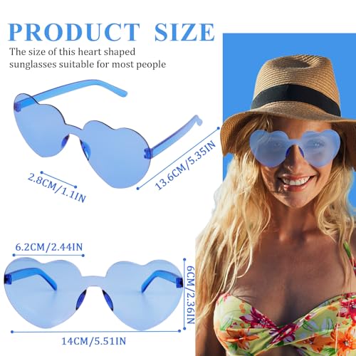 Heart Shaped Rimless Sunglasses - 2 Pairs, Blue