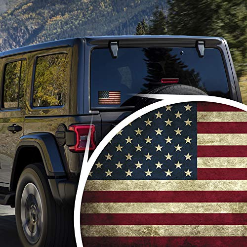 Vintage American Flag Vinyl Decal Sticker - 5 x 3 Inch Weatherproof USA Decal