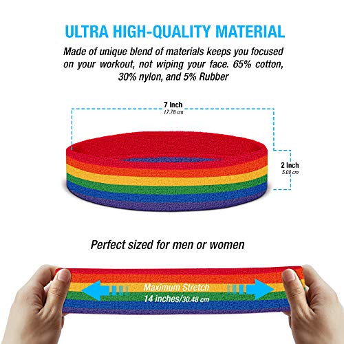 Moisture-Wicking Workout Headband - Rainbow Athletic Sweatband