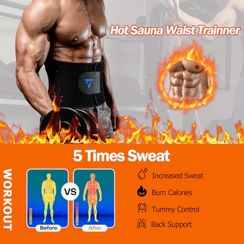 Waist Trimmer Belt for Men & Women - Solid Black, Medium Size