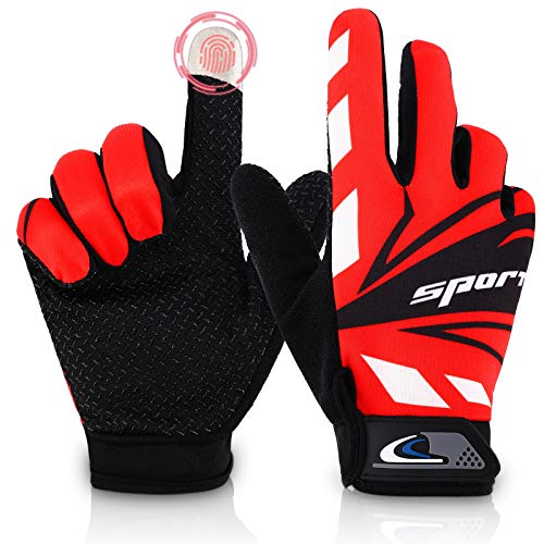 Touch Screen Cycling Gloves for Kids - Breathable Red