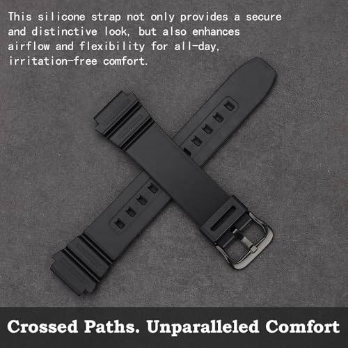 Silicone Replacement Strap for Casio G-Shock Watches - Black/Black Buckle