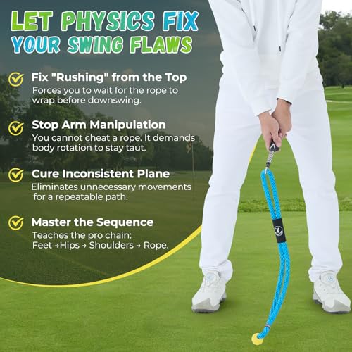 Golf Swing Trainer Rope - Improve Speed & Rhythm - Blue-RH