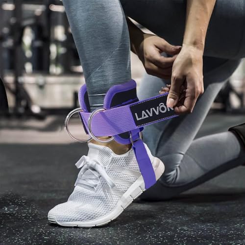 Adjustable Padded Ankle Straps for Cable Machines - Purple