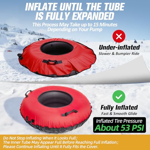 Heavy-Duty Inflatable Snow Tube - 45" Rubber with Canvas Cover