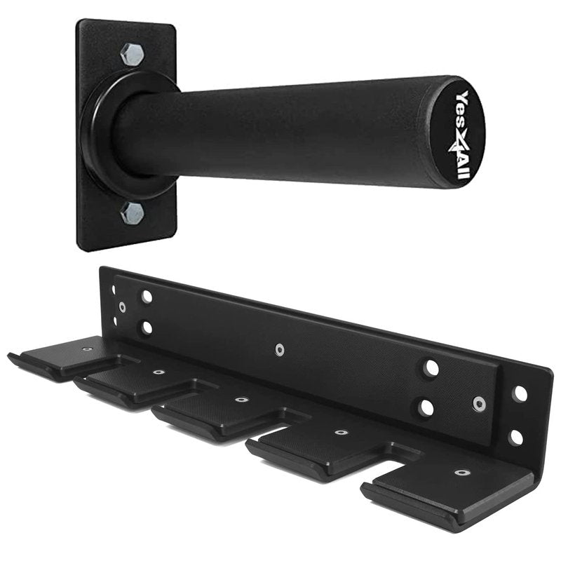 Yes4All Vertical Wall Mounted Olympic Barbell Holder, Barbell Storage Rack, Hanging Barbell Rack for Home Fitness Equipment