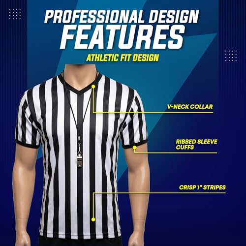 Men's V-Neck Referee Shirt - Soccer, Football, Basketball Official Jersey