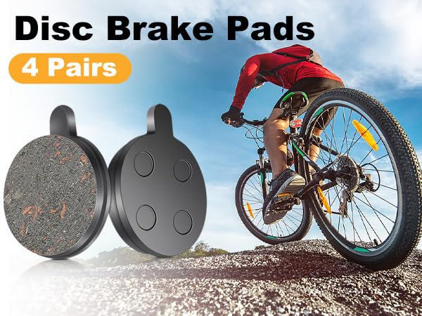 Rosvola Semi-Metallic Electric Scooter Brake Pads 4 Pairs Replacement 10-inch