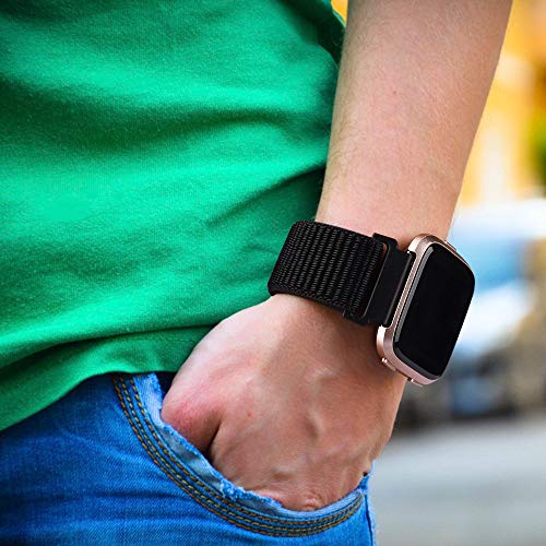Nylon Bands for Fitbit Versa 2 - Soft Breathable Sport Band - Pure Black