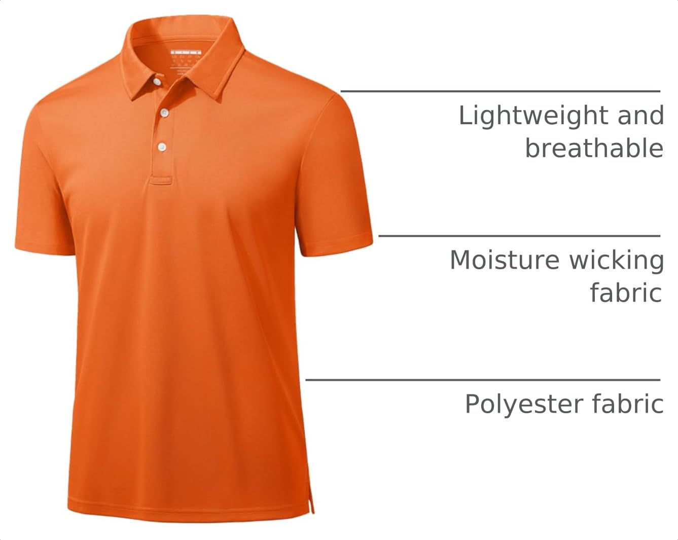 MAGCOMSEN Men's Polo Shirts Short Sleeve Athletic Pique Golf Shirt Dry Fit Performance Casual Work Polos for Men Orange
