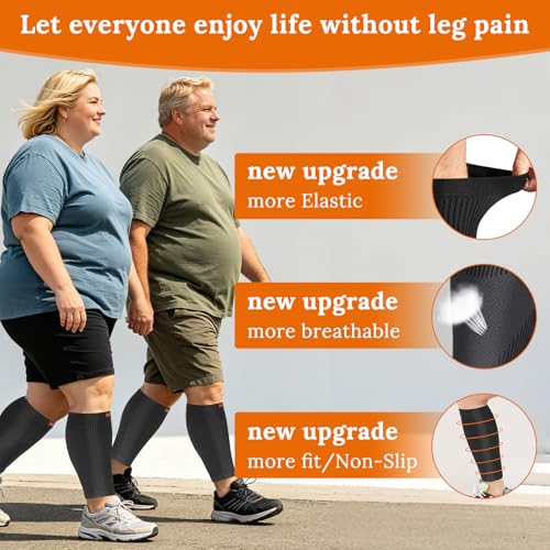 ITHW Black 2XL Calf Compression Sleeve for Edema Swelling & Circulation