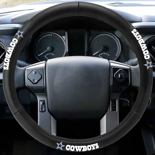 Genuine Leather Steering Wheel Cover - Dallas Cowboys - 15"