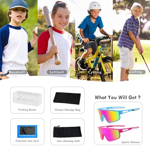 Polarized Sports Sunglasses with UV400 Protection - Colorful Pink