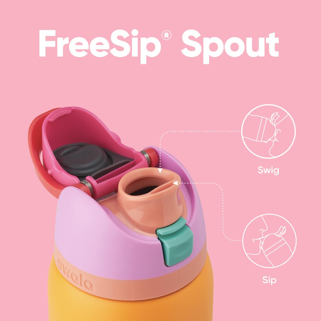 Owala FreeSip Insulated Stainless Steel Water Bottle with Straw for Sports and Travel, BPA-Free, 32-oz, Orchid/Orange (Tropical)