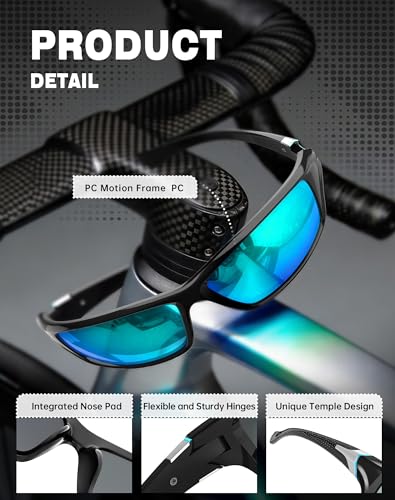 Polarized Sports Sunglasses for Men - UV400 Protection, 4-Pack