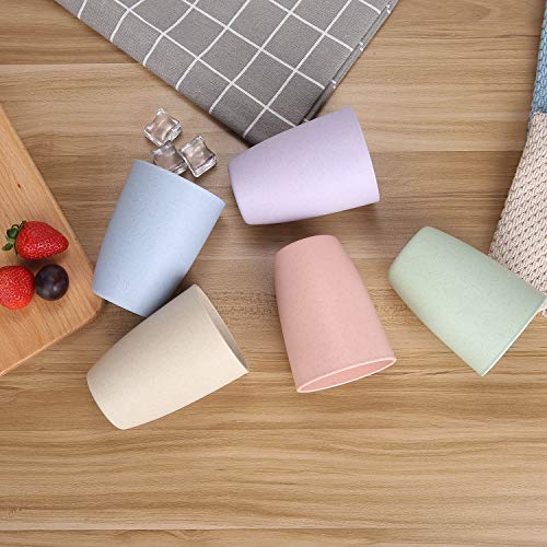 LuckyZone 10Pcs Eco-Friendly Wheat Straw Reusable Cups 12oz - Unbreakable & Dishwasher Safe Set