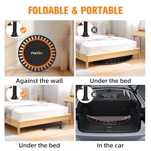 40-Inch Foldable Mini Trampoline with Handle - Orange