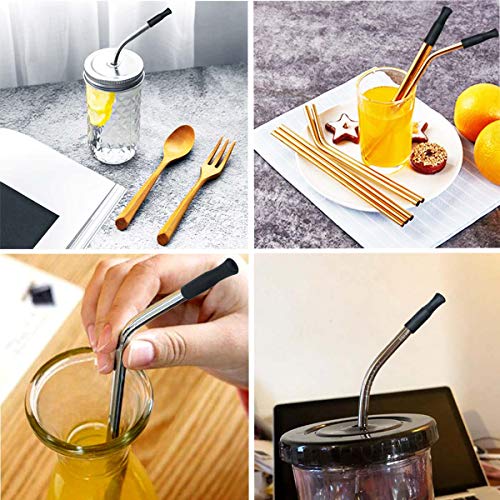 21pcs Food Grade Silicone Straw Tips for 6mm Metal or Glass Straws - Black