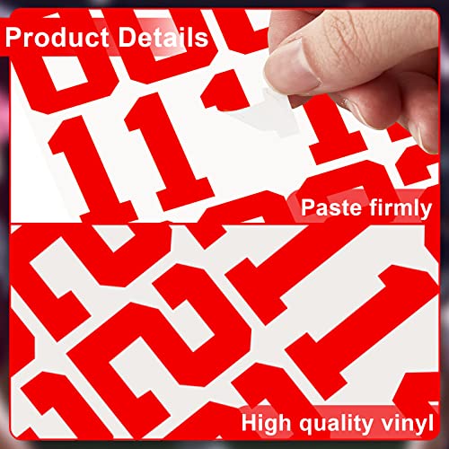 Sports Helmet Number Stickers - 102 Vinyl Decals, Red