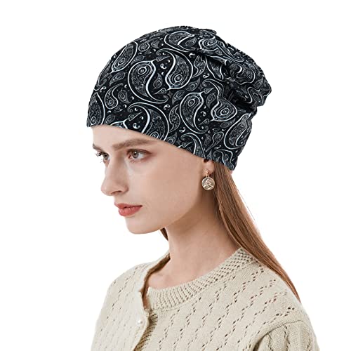 Turban Chemo Beanies for Women - Pre Tied Slouchy Cap - Medium Black