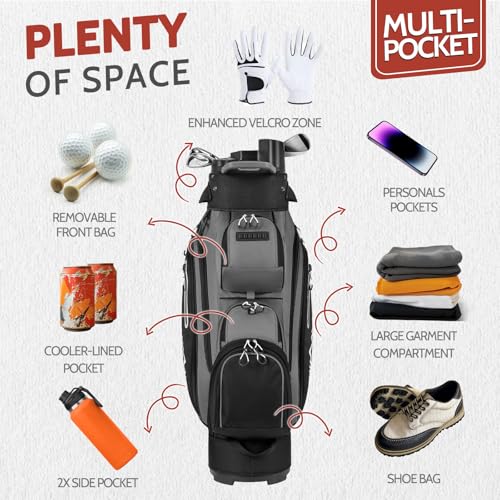 Golf Cart Bag Pro with Full-Length Dividers - Gray