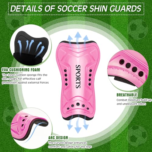 Kids Soccer Shin Guards & Socks Set Pink Small - Youth Soccer Protective Gear