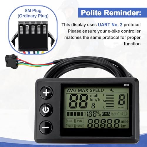 S866 LCD Display for Ridstar Q20 H20 H26 Pro E-Bike - Waterproof
