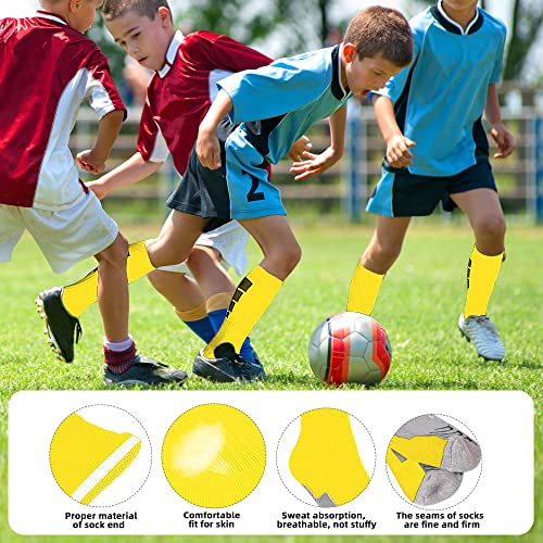 Kids Soccer Socks - Youth Knee High Athletic Socks, Yellow - 2 Pairs