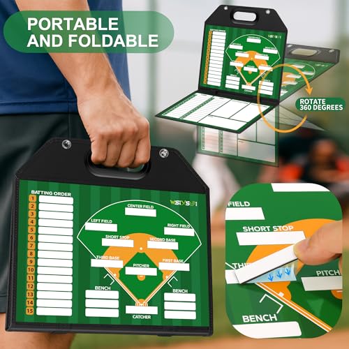 Magnetic Baseball Lineup Board - Foldable Coaching Tool