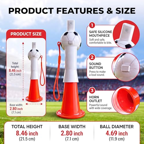 Electric Vuvuzela Cheer Horn - Loud Battery-Powered, Red