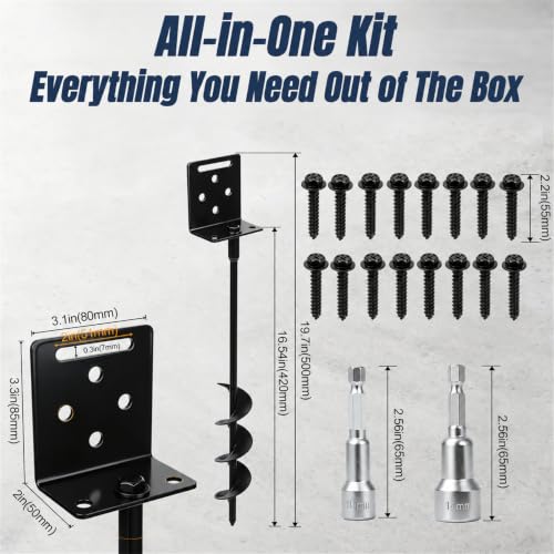 WAIWL Ground Anchors Screw in Shed Anchor 4 Pack with L Bracket - Side Head