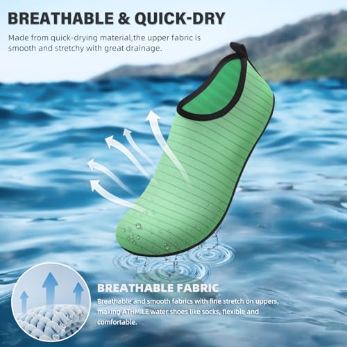Water Shoes for Women & Men - Barefoot Quick-Dry Aqua Socks - Size 8.5-9.5 Women/7.5-8.5 Men - Green