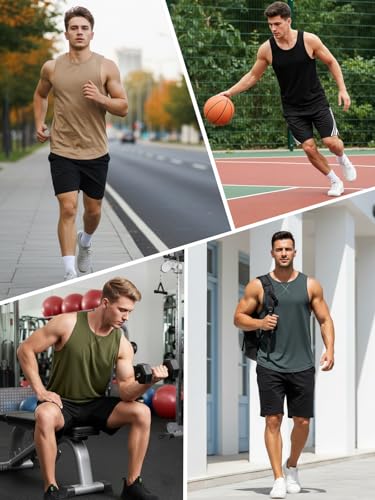 Men's Sleeveless Quick Dry Gym Tank Top - Black, X-Large