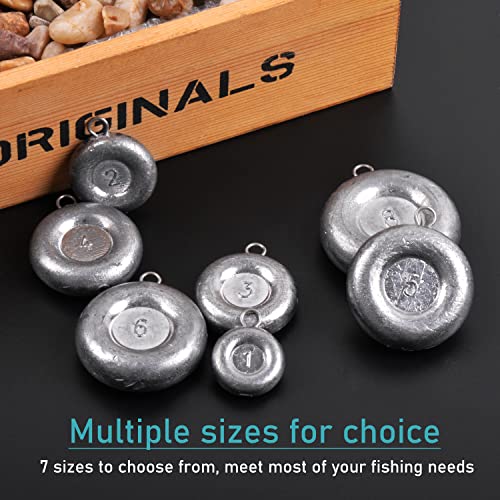 1 Ounce Disc Sinkers Fishing Weights - 5 Pack Flat Coin Sinkers