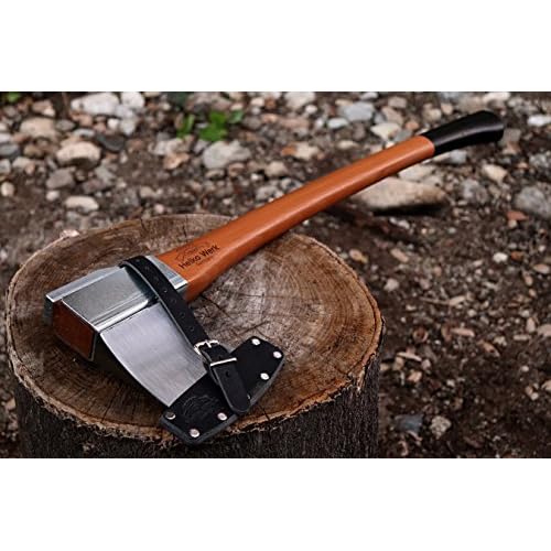 Helko Werk Leather Axe Sheath (Hatchet) - Genuine Leather Sheath for Axes and Hatchets Leather and Axe Cover and Hatchet Cover (Hatchet Black) S121SBK