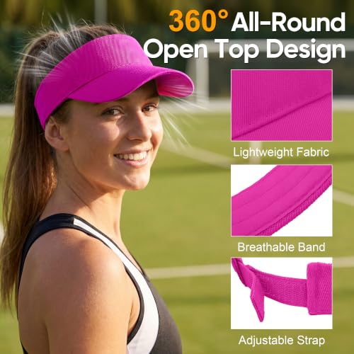 Adjustable Sports Sun Visor Hat for Women & Men - Hot Pink