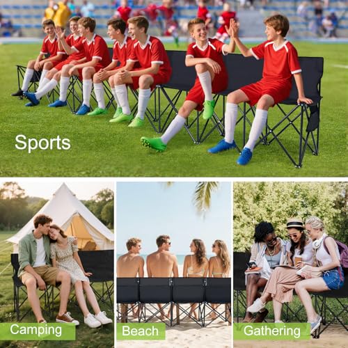 6-Seat Portable Soccer Bench with Back Rest & Carry Bag