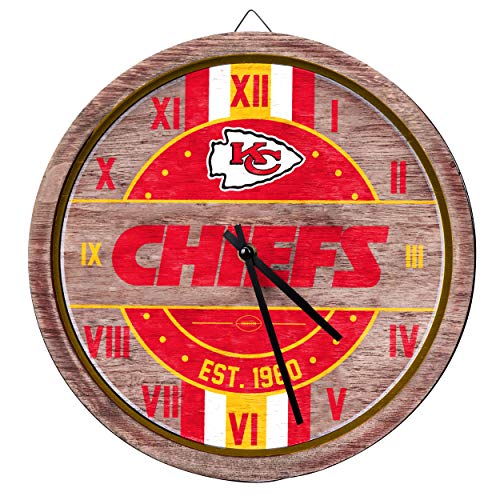 Kansas City Chiefs Wooden Barrel Wall Clock - 11.9 Inch