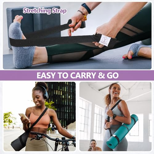 Yoga Mat Carrier Strap - Adjustable Thick Sling for Large Mats - Black