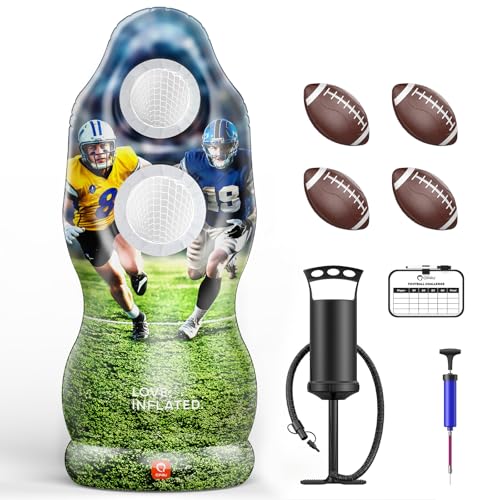 Inflatable Football Target with Water-Filled Base - Dual Pocket Design